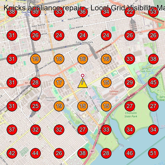 Knicks appliance repair GeoGrid visibility map for Appliance Repair Service in Brooklyn